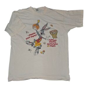 Fruit of the Loom White Bugs Bunny Basketball Tee Rutgers Rare Single Stitch